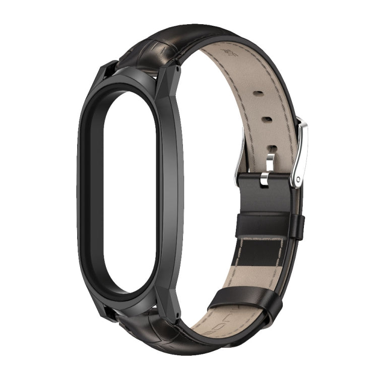 For Xiaomi Mi Band 7 / 7 NFC MIJOBS GT Metal Case Top Layer Cowhide Watch Band(Bamboo Black) - Watch Bands by MIJOBS | Online Shopping South Africa | PMC TechLife | Buy Now Pay Later Mobicred