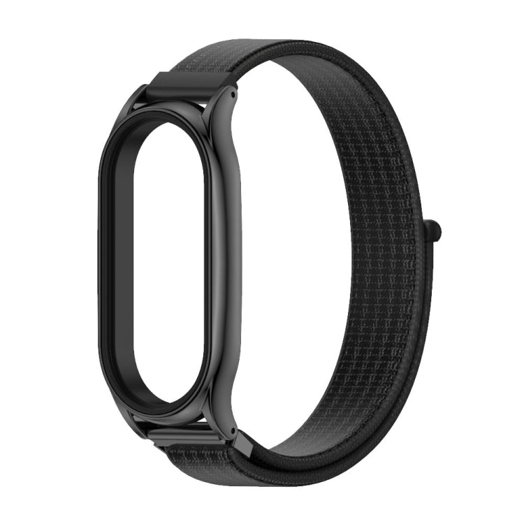 For Xiaomi Mi Band 7 / 7 NFC MIJOBS Plus Stainless Steel Case Nylon Watch Band(Black) - Watch Bands by MIJOBS | Online Shopping South Africa | PMC TechLife | Buy Now Pay Later Mobicred