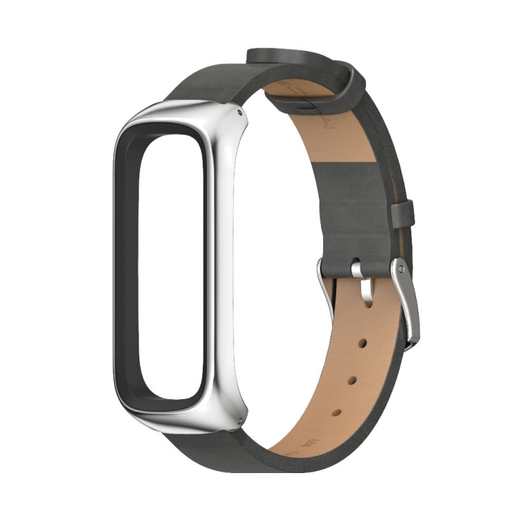 For Samsung Galaxy Fit 2 MIJOBS Metal Case Microfiber Leather Watch Band(Grey Silver) - free shipping - PMC TechLife - Order now!