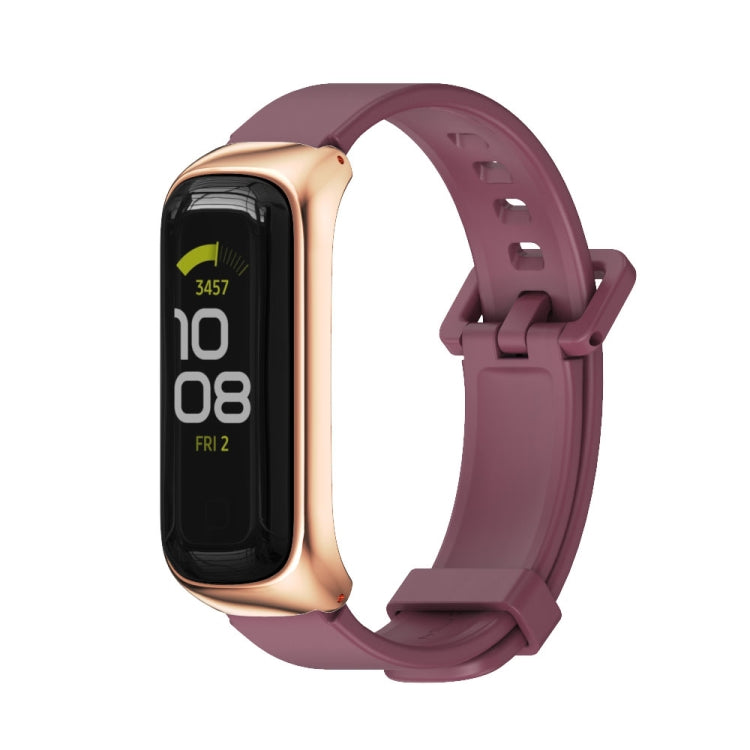For Samsung Galaxy Fit 2 MIJOBS Metal Case Silicone Watch Band(Wine Red Rose Gold) - Watch Bands by MIJOBS | Online Shopping South Africa | PMC TechLife | Buy Now Pay Later Mobicred