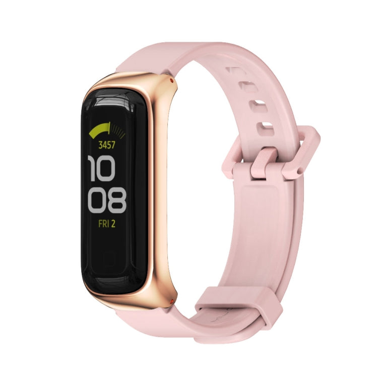 For Samsung Galaxy Fit 2 MIJOBS Metal Case Silicone Watch Band(Pink Rose Gold) - free shipping - PMC TechLife - Order now!