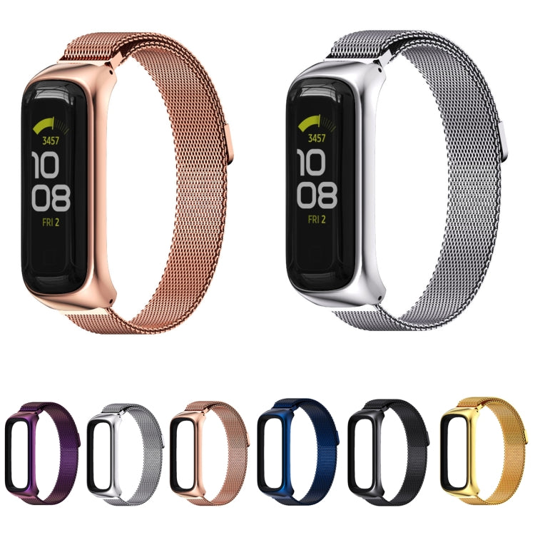 For Samsung Galaxy Fit 2 MIJOBS Milan Magnetic Stainless Steel Watch Band(Black) - Watch Bands by MIJOBS | Online Shopping South Africa | PMC TechLife | Buy Now Pay Later Mobicred