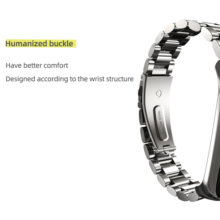 For Samsung Galaxy Fit 2 MIJOBS Three-bead Metal Stainless Steel Watch Band(Blue) - Watch Bands by MIJOBS | Online Shopping South Africa | PMC TechLife | Buy Now Pay Later Mobicred