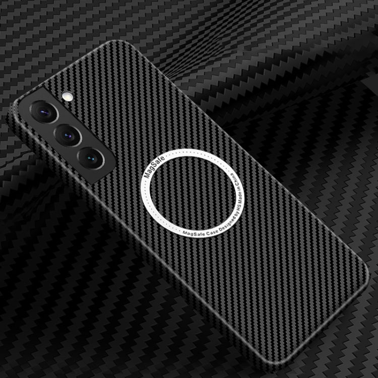 For Samsung Galaxy S22 Plus 5G Carbon Fiber Texture MagSafe Magnetic Phone Case(Black) - Galaxy S22+ 5G Cases by PMC TechLife | Online Shopping South Africa | PMC TechLife | Buy Now Pay Later Mobicred