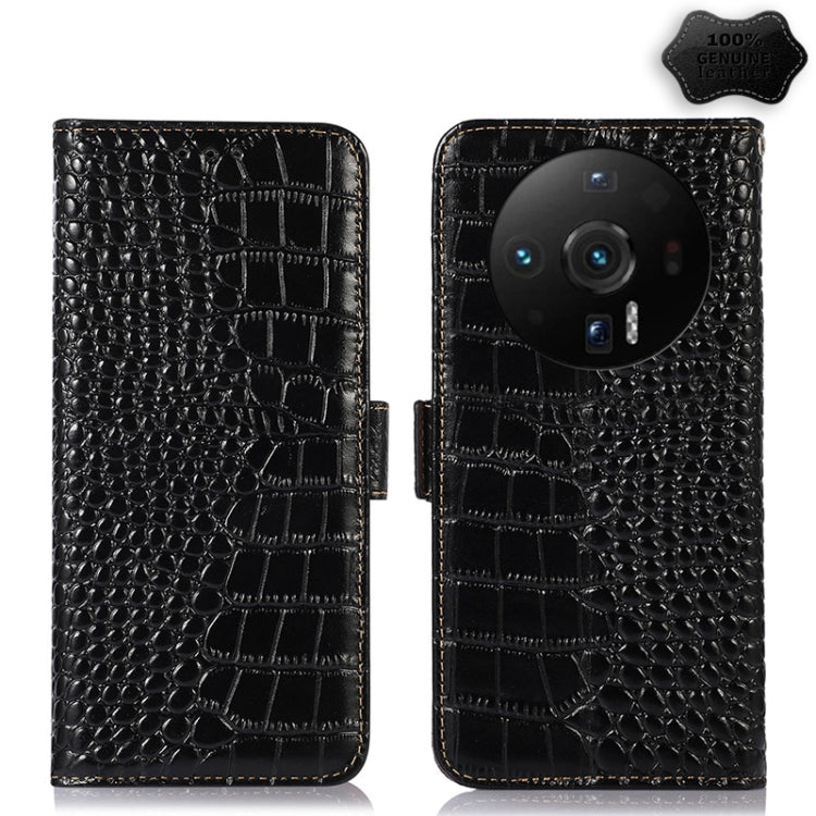 For Xiaomi 12S Ultra Crocodile Top Layer Cowhide Leather Phone Case(Black) - Xiaomi Cases by PMC TechLife | Online Shopping South Africa | PMC TechLife