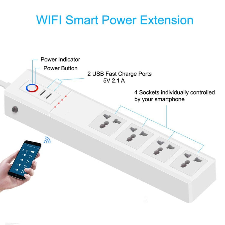 WiFi 10A SM-SO306-M 4 Holes + 2 USB Multi-purpose Smart Power Strip(UK Plug) - Smart Socket by PMC TechLife | Online Shopping South Africa | PMC TechLife