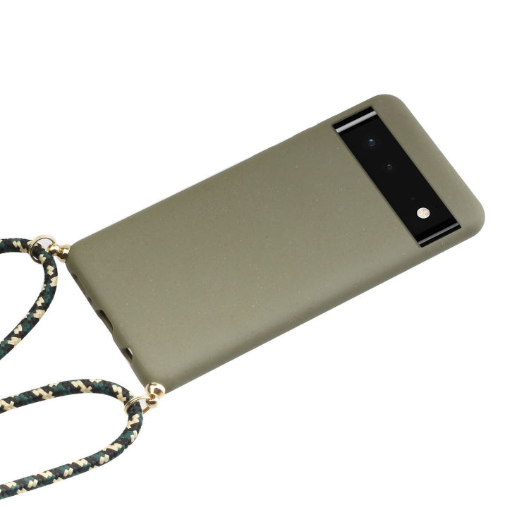 For Google Pixel 6 Wheat Straw Material + TPU Protective Case with Lanyard(Army Green) - Google Cases by PMC TechLife | Online Shopping South Africa | PMC TechLife