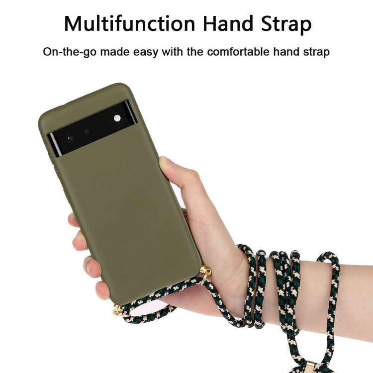 For Google Pixel 6 Wheat Straw Material + TPU Protective Case with Lanyard(Army Green) - Google Cases by PMC TechLife | Online Shopping South Africa | PMC TechLife