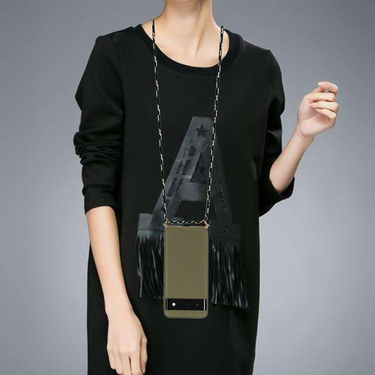 For Google Pixel 6 Wheat Straw Material + TPU Protective Case with Lanyard(Army Green) - Google Cases by PMC TechLife | Online Shopping South Africa | PMC TechLife