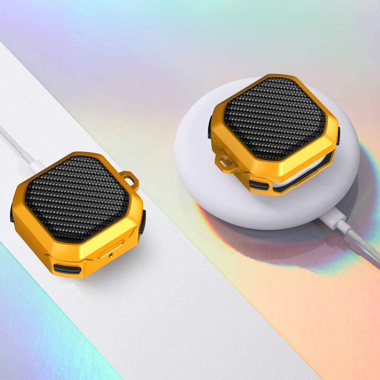 For Samsung Galaxy Buds Live / Buds 2 / Buds Pro / Buds 2 Pro Thunder Carbon Fiber TPU+PC Earphones Protective Case with Hook Up(Black and Gold) - free shipping - PMC TechLife - Order now!