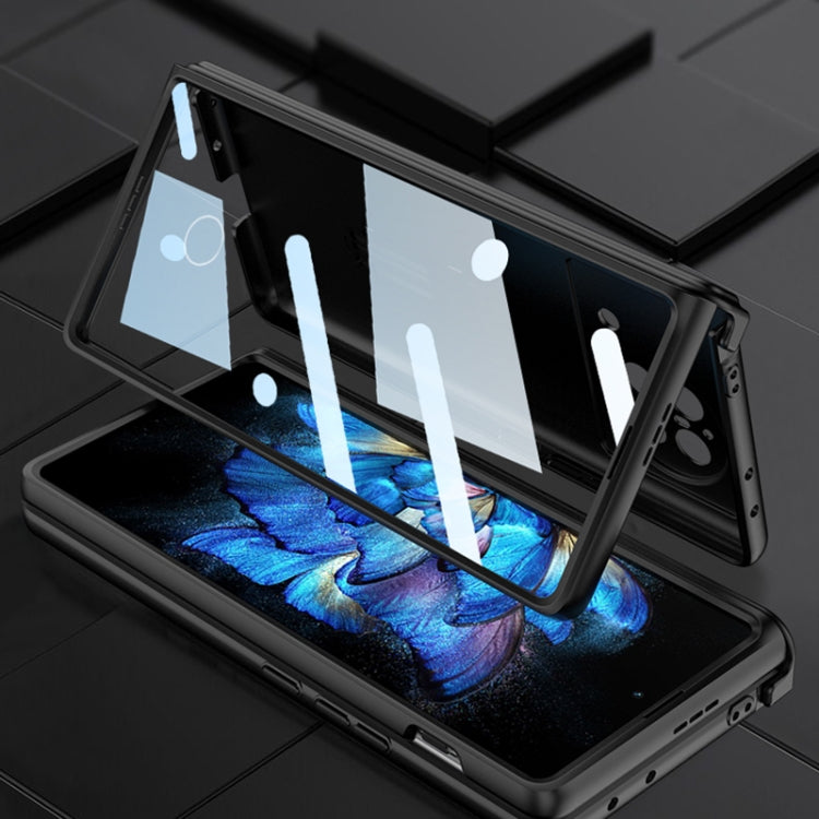 For vivo X Fold GKK Magnetic Hinge Flip Leather Phone Case with Holder(Carbon Fiber) - vivo Cases by GKK | Online Shopping South Africa | PMC TechLife | Buy Now Pay Later Mobicred