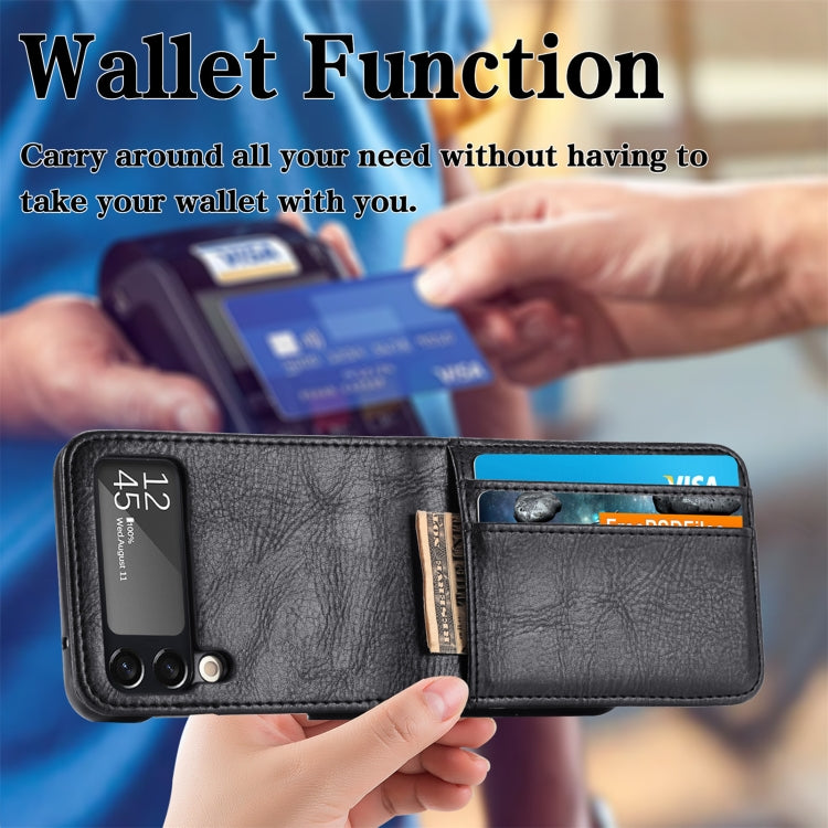 For Samsung Galaxy Z Flip4 5G Vertical Flip Card Slot Leather Phone Case(Brown) - Galaxy Z Flip4 5G Cases by PMC TechLife | Online Shopping South Africa | PMC TechLife | Buy Now Pay Later Mobicred
