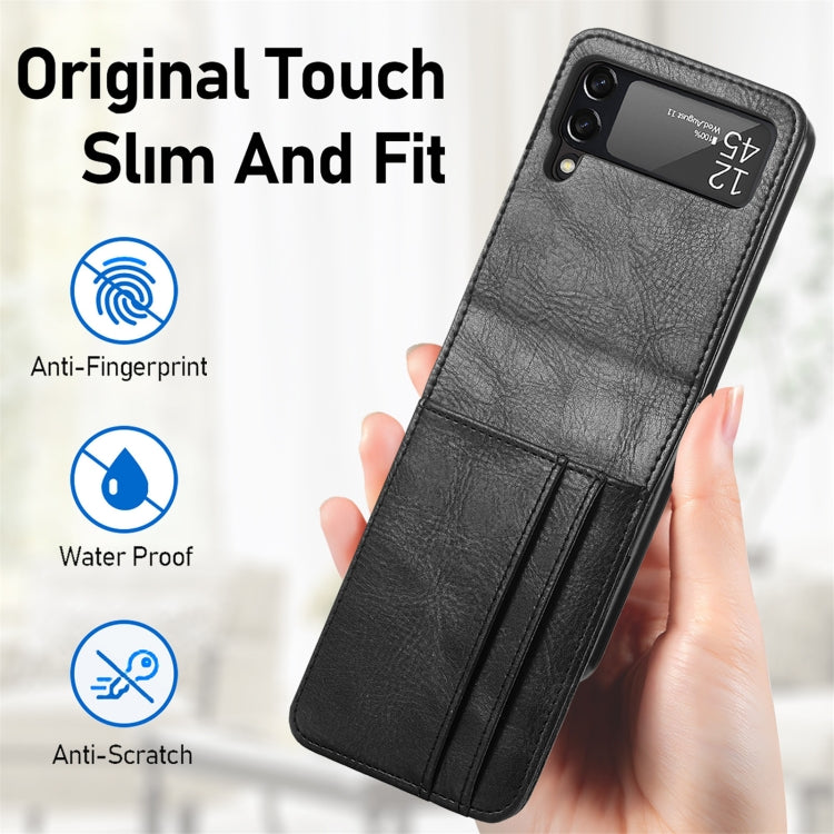 For Samsung Galaxy Z Flip4 5G Vertical Flip Card Slot Leather Phone Case(Brown) - Galaxy Z Flip4 5G Cases by PMC TechLife | Online Shopping South Africa | PMC TechLife | Buy Now Pay Later Mobicred