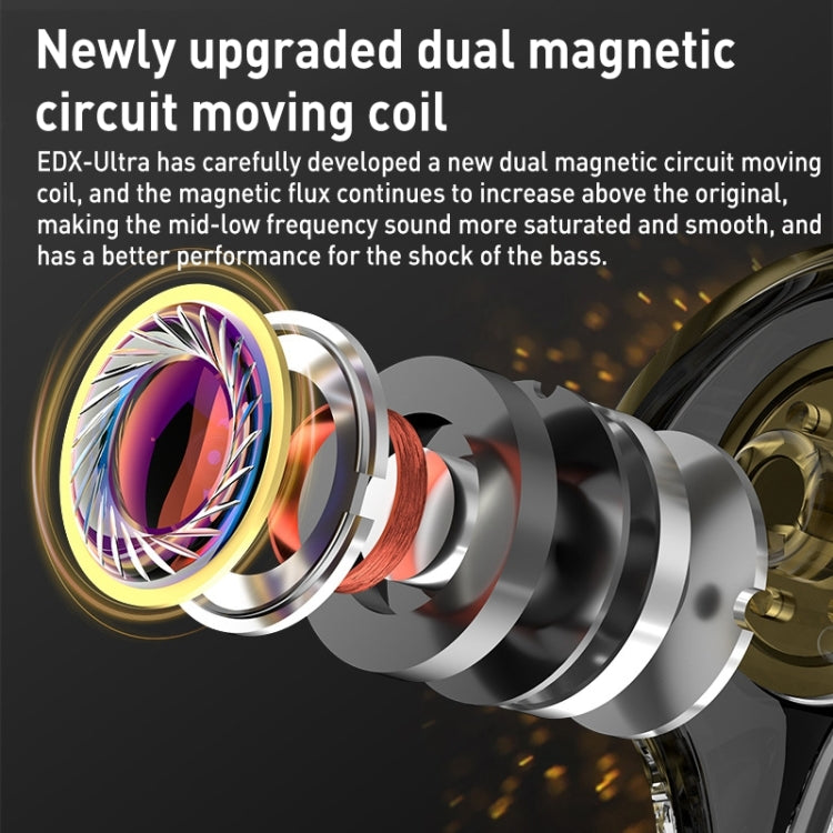 KZ-EDX Ultra Dual Magnetic Dynamic In-Ear Headphones,Length: 1.2m(With Microphone) - In Ear Wired Earphone by KZ | Online Shopping South Africa | PMC TechLife | Buy Now Pay Later Mobicred