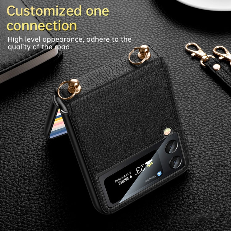 For Samsung Galaxy Z Flip3 5G SULADA Litchi Texture Leather + TPU Phone Case with Strap(Red) - free shipping - PMC TechLife - Order now!