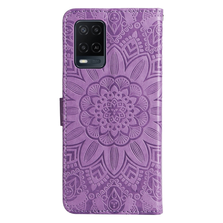 For OPPO A54 4G / A16 / A16s / A55 4G Embossed Sunflower Leather Phone Case(Purple) - free shipping - PMC TechLife - Order now!