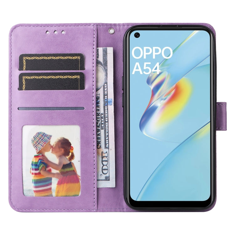 For OPPO A54 4G / A16 / A16s / A55 4G Embossed Sunflower Leather Phone Case(Purple) - free shipping - PMC TechLife - Order now!