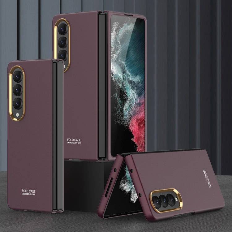 For Samsung Galaxy Z Fold4 GKK Ultra-thin Electroplating Lens Frame Phone Case(Brown) - Galaxy Z Fold4 5G Cases by GKK | Online Shopping South Africa | PMC TechLife | Buy Now Pay Later Mobicred