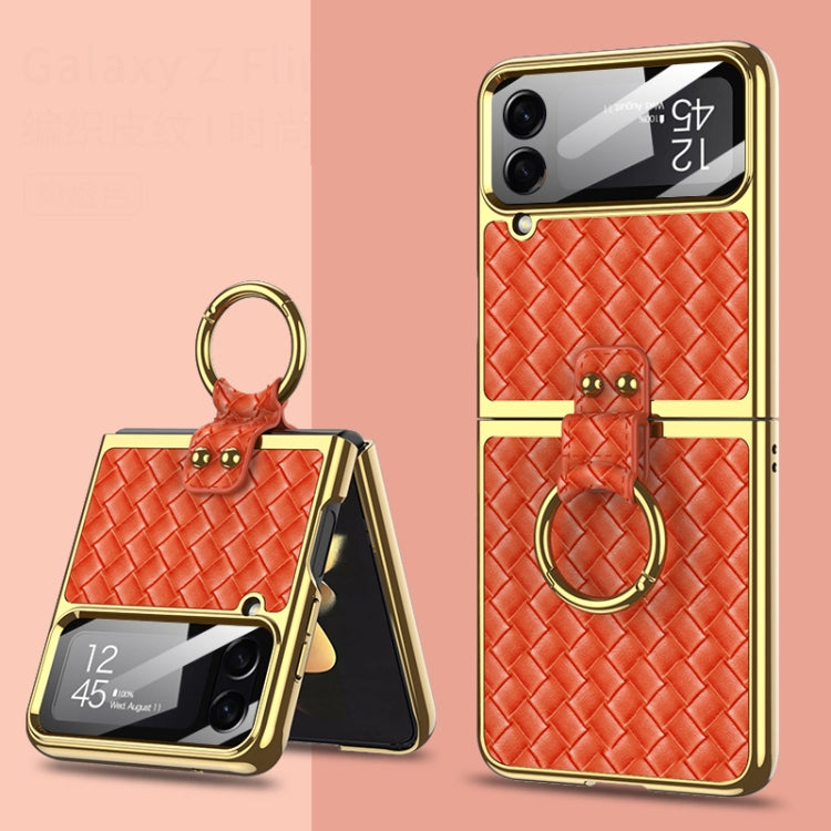 For Samsung Galaxy Z Flip4 GKK Weave Texture Electroplating Protective Phone Case(Red) - Galaxy Z Flip4 5G Cases by GKK | Online Shopping South Africa | PMC TechLife