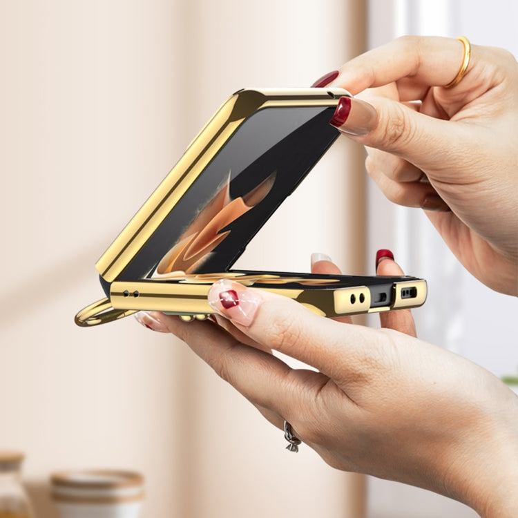 For Samsung Galaxy Z Flip4 GKK Weave Texture Electroplating Protective Phone Case(Gold) - Galaxy Z Flip4 5G Cases by GKK | Online Shopping South Africa | PMC TechLife | Buy Now Pay Later Mobicred