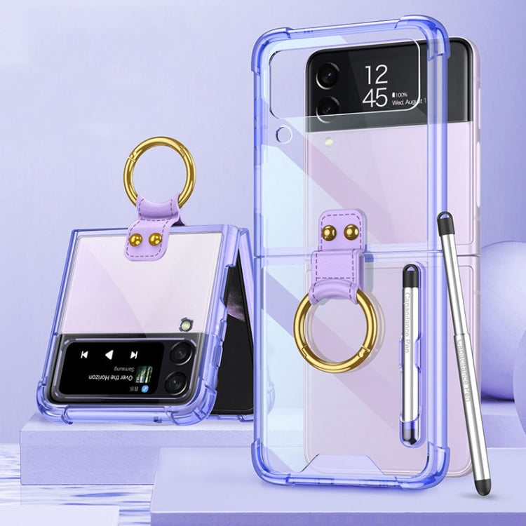 For Samsung Galaxy Z Flip4 GKK Airbag Protective Phone Case with Ring & Pen(Purple) - Galaxy Z Flip4 5G Cases by GKK | Online Shopping South Africa | PMC TechLife