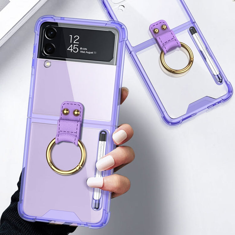 For Samsung Galaxy Z Flip4 GKK Airbag Protective Phone Case with Ring & Pen(Purple) - Galaxy Z Flip4 5G Cases by GKK | Online Shopping South Africa | PMC TechLife