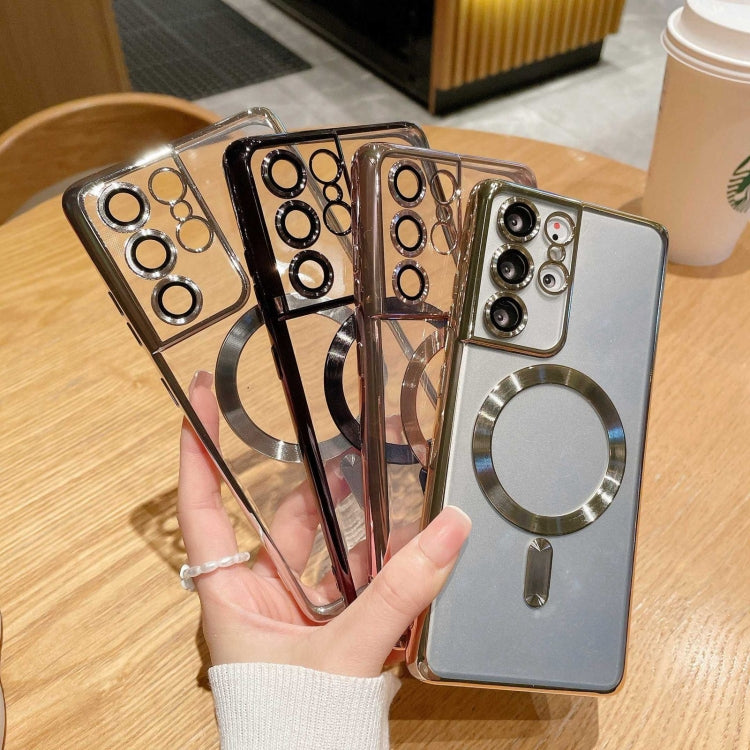 For Samsung Galaxy S22 5G Electroplated Frame MagSafe Magnetic Phone Case(Black) - Galaxy S22 5G Cases by PMC TechLife | Online Shopping South Africa | PMC TechLife