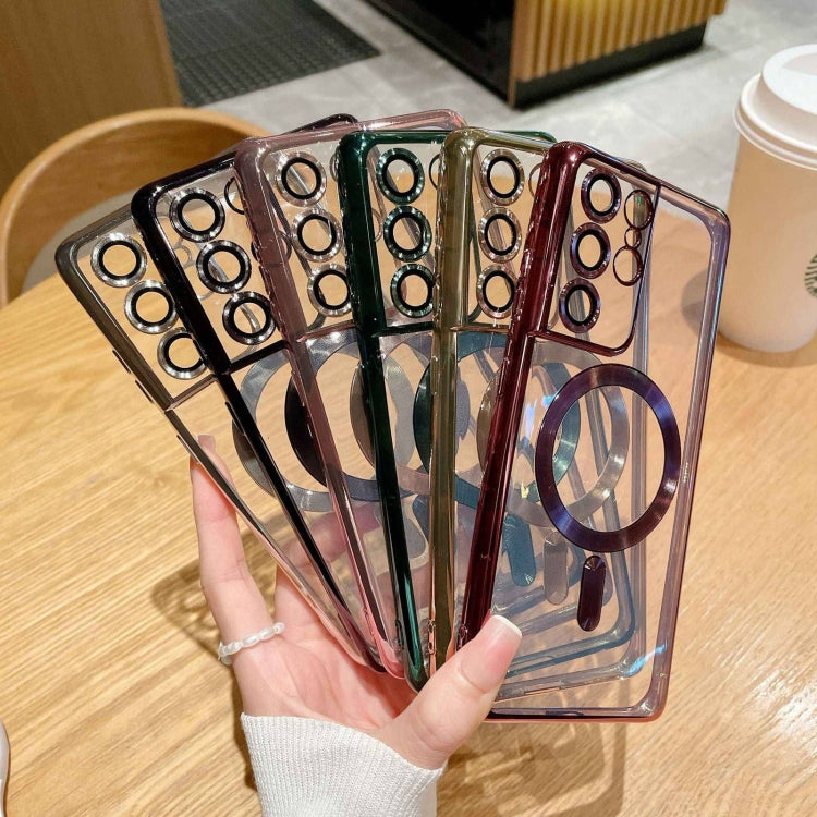 For Samsung Galaxy S21 Ultra 5G Electroplated Frame MagSafe Magnetic Phone Case(Black) - Galaxy S21 Ultra 5G Cases by PMC TechLife | Online Shopping South Africa | PMC TechLife