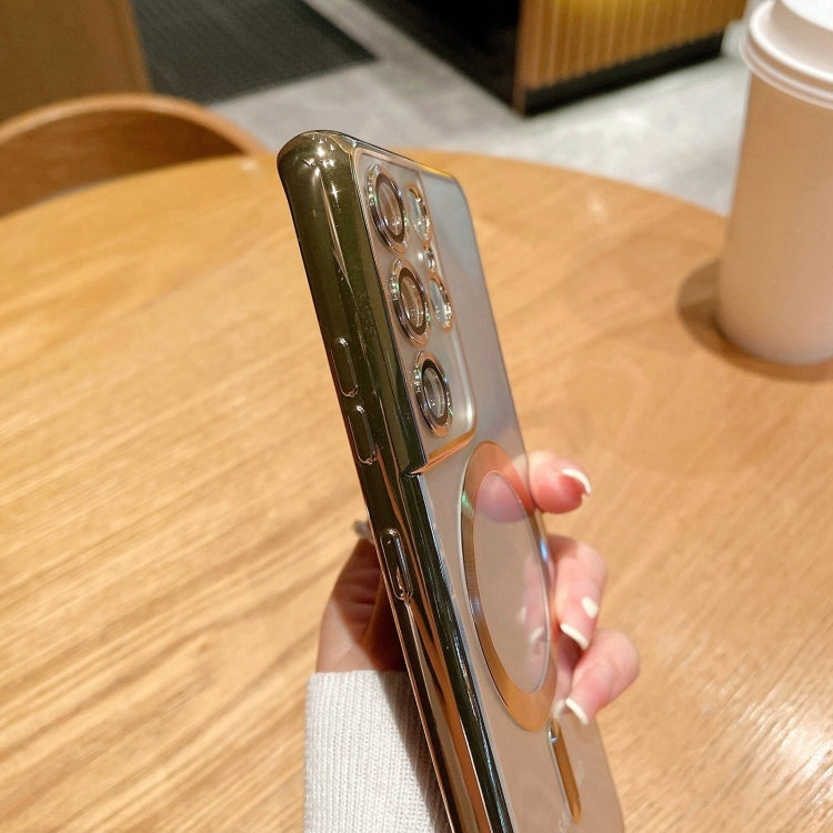 For Samsung Galaxy S21+ 5G Electroplated Frame MagSafe Magnetic Phone Case(Black) - Galaxy S21+ 5G Cases by PMC TechLife | Online Shopping South Africa | PMC TechLife