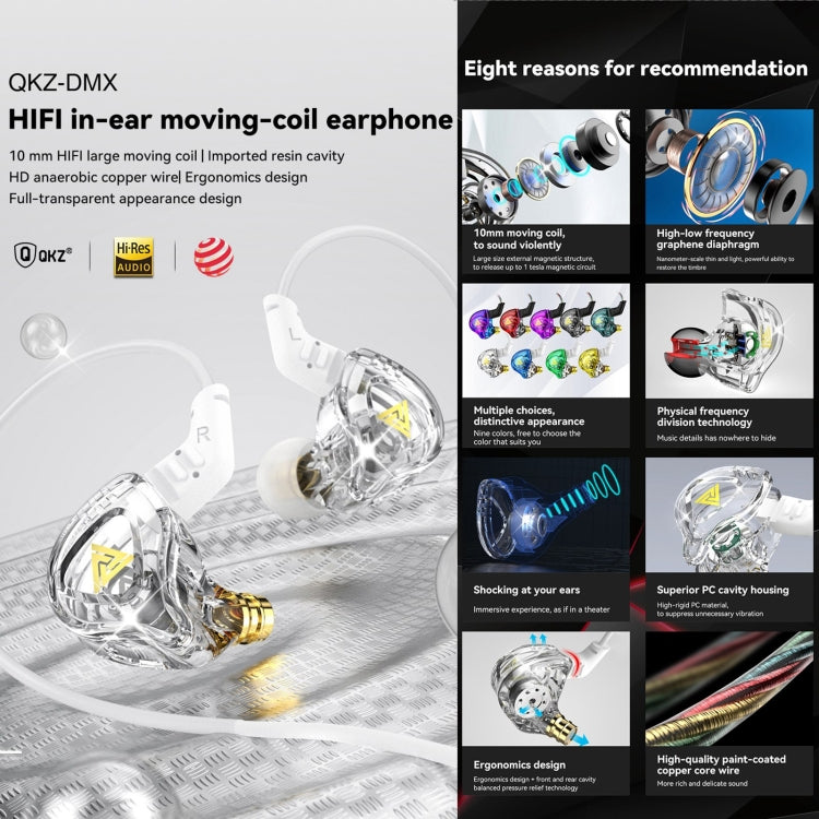 QKZ DMX Sports In-ear HIFI 3.5mm Wired Control Earphone with Mic(Cyan) - In Ear Wired Earphone by QKZ | Online Shopping South Africa | PMC TechLife | Buy Now Pay Later Mobicred