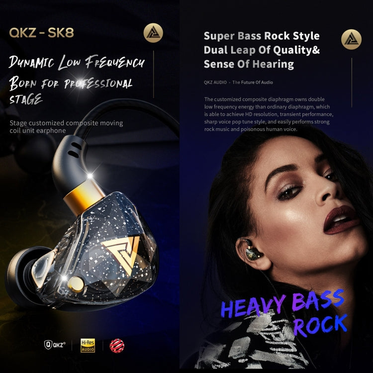 QKZ SK8 3.5mm Sports In-ear Dynamic HIFI Monitor Earphone with Mic(Blue) - In Ear Wired Earphone by QKZ | Online Shopping South Africa | PMC TechLife | Buy Now Pay Later Mobicred