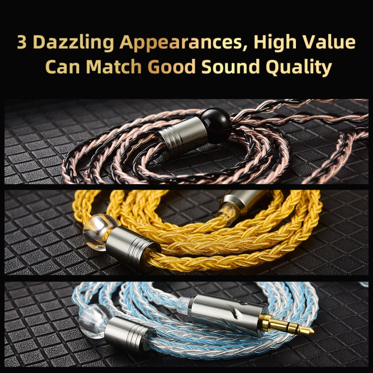 QKZ T1 8 Core TC Silver Plated 3.5mm 0.75mm 2PIN HIFI Earphone Update Cable(Yellow) - free shipping - PMC TechLife - Order now!