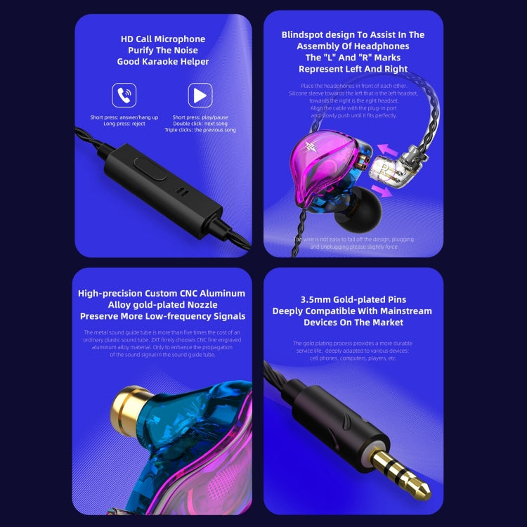 QKZ ZXT Sports In-ear Wired Control Plug HIFI Stereo Stage Monitor Earphone, Style:Standard Version(Transparent Grey) - free shipping - PMC TechLife - Order now!