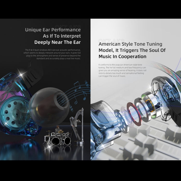 QKZ AK3 FiLe In-ear Subwoofer Wire-controlled Earphone with Mic(Colorful) - In Ear Wired Earphone by QKZ | Online Shopping South Africa | PMC TechLife | Buy Now Pay Later Mobicred