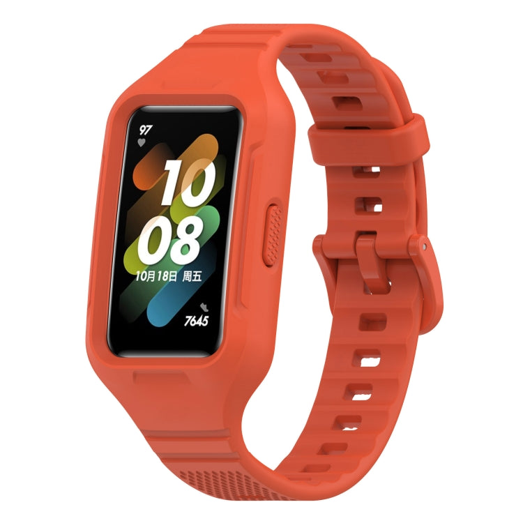 For Huawei Band 10 / 9 / 8 / 7 / 6 Universal Integrated Silicone Watch Band(Red Tea Orange) - Watch Bands by PMC TechLife | Online Shopping South Africa | PMC TechLife | Buy Now Pay Later Mobicred
