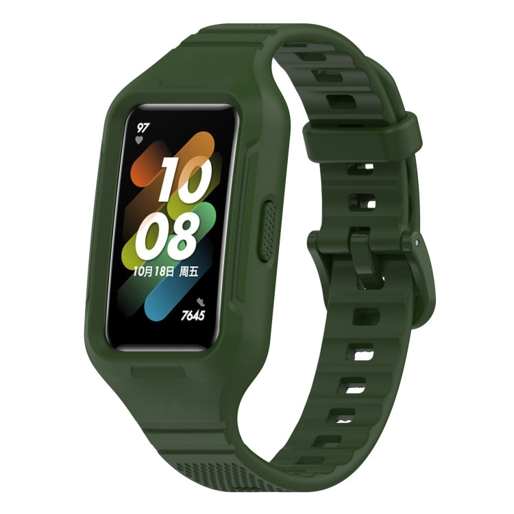 For Huawei Band 10 / 9 / 8 / 7 / 6 Universal Integrated Silicone Watch Band(Army Green) - Watch Bands by PMC TechLife | Online Shopping South Africa | PMC TechLife | Buy Now Pay Later Mobicred
