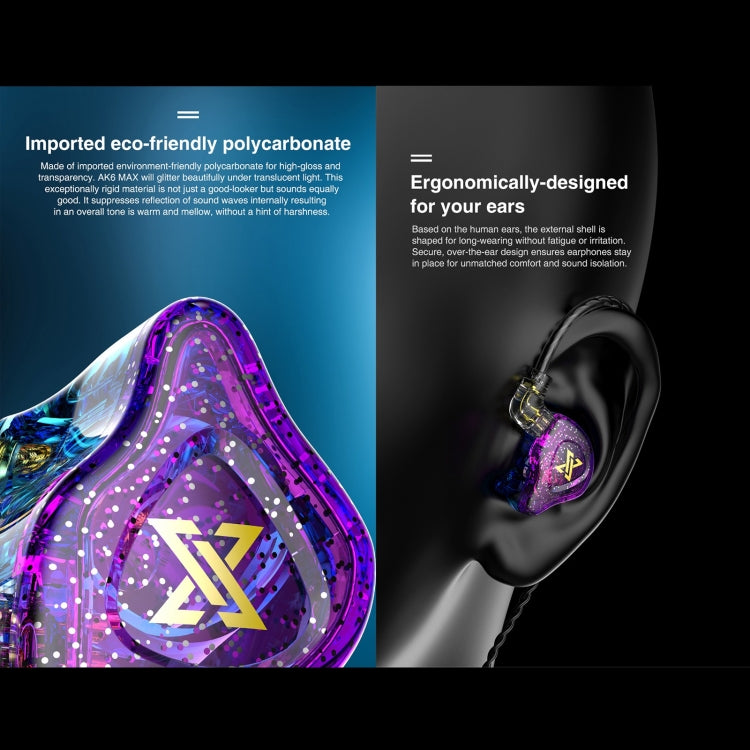 QKZ AK6 MAX In-ear Dynamic Subwoofer Wire-controlled Earphone, Version:with Mic Version(Transparent Black) - In Ear Wired Earphone by QKZ | Online Shopping South Africa | PMC TechLife | Buy Now Pay Later Mobicred