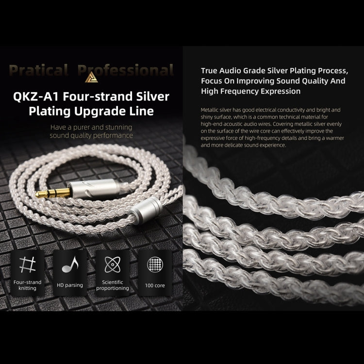 QKZ A1 Four-strand Silver-plated Wired Earphone - In Ear Wired Earphone by QKZ | Online Shopping South Africa | PMC TechLife | Buy Now Pay Later Mobicred