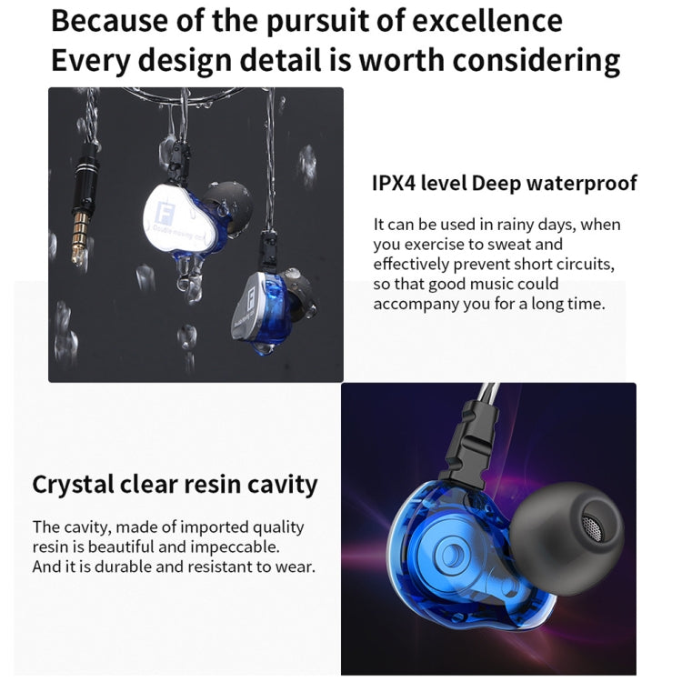QKZ F910 In-Ear Subwoofer Dual Dynamic Earphone(Blue) - In Ear Wired Earphone by QKZ | Online Shopping South Africa | PMC TechLife