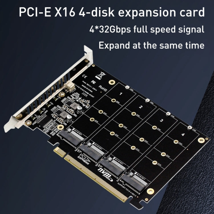 PH44 NVME 4 Disk Array Card PCI-E Signal Split Array Card - Card Adapter by PMC TechLife | Online Shopping South Africa | PMC TechLife