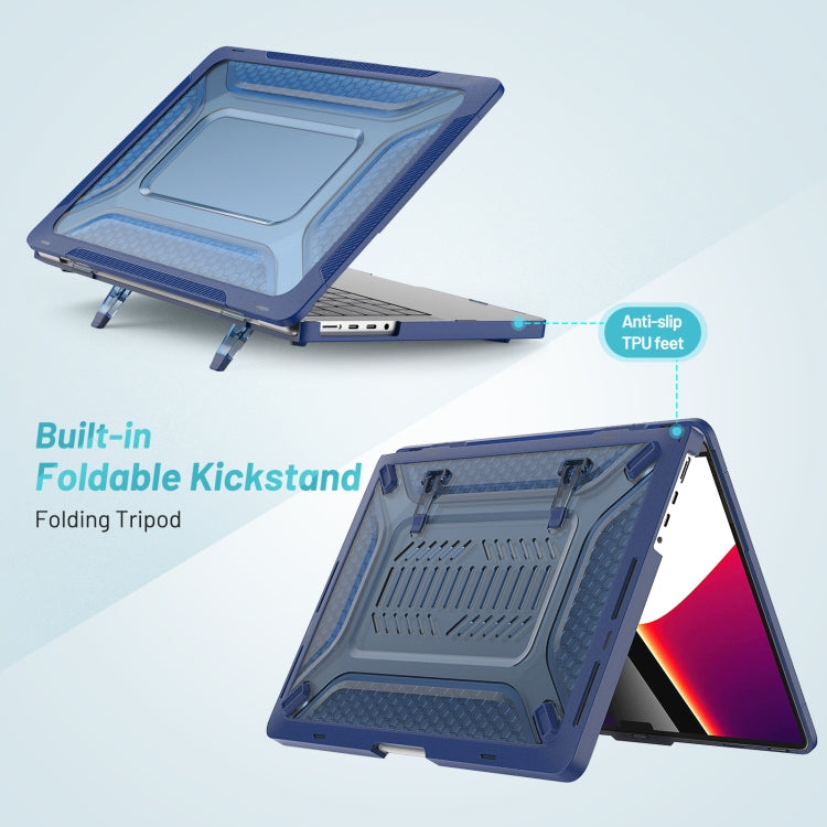 PC + TPU Honeycomb Laptop Protective Case For MacBook Pro 14.2 inch A2442 2021(Sapphire Blue) - MacBook Pro Cases by PMC TechLife | Online Shopping South Africa | PMC TechLife