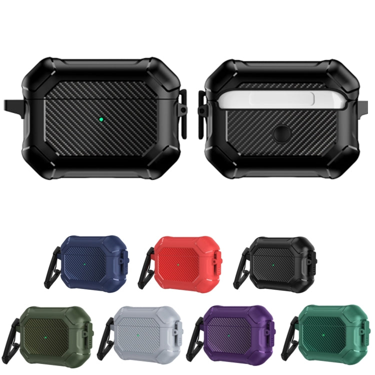 Carbon Brazing Dimension TPU+PC Headphone Protective Cover with Switch Lock & Carabiner For AirPods Pro(Black) - free shipping - PMC TechLife - Order now!