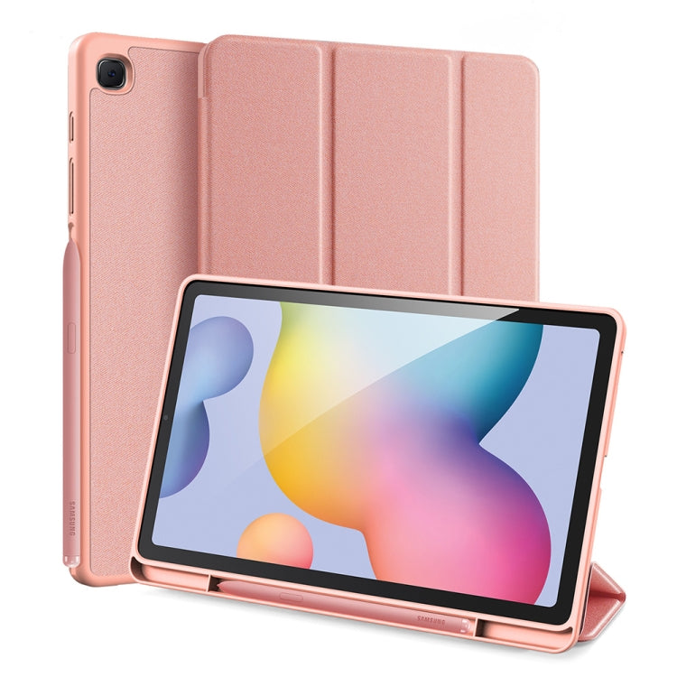 For Galaxy Tab S6 Lite 10.4 inch / S6 Lite 2024 DUX DUCIS Domo Series Horizontal Flip Magnetic PU Leather Case with Three-folding Holder & Pen Slot & Sleep / Wake-up Function(Pink) - free shipping - PMC TechLife - Order now!