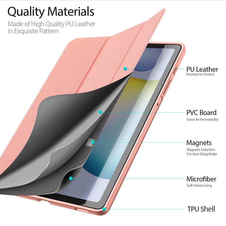 For Galaxy Tab S6 Lite 10.4 inch / S6 Lite 2024 DUX DUCIS Domo Series Horizontal Flip Magnetic PU Leather Case with Three-folding Holder & Pen Slot & Sleep / Wake-up Function(Pink) - free shipping - PMC TechLife - Order now!