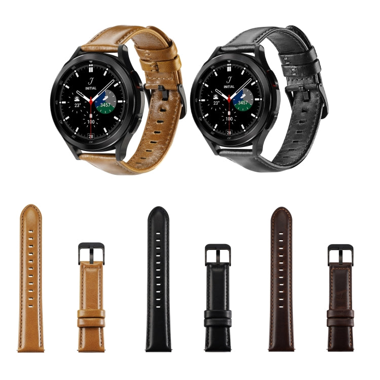 DUX DUCIS 20mm Genuine Leather Watch Band For Samsung Galaxy/Huawei/Honor Watch(Black) - 20mm Bands by DUX DUCIS | Online Shopping South Africa | PMC TechLife | Buy Now Pay Later Mobicred