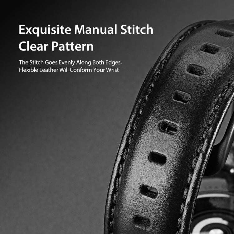 DUX DUCIS 20mm Genuine Leather Watch Band For Samsung Galaxy/Huawei/Honor Watch(Black) - 20mm Bands by DUX DUCIS | Online Shopping South Africa | PMC TechLife | Buy Now Pay Later Mobicred
