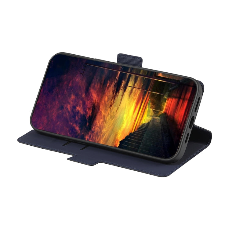 For OPPO Reno 8 Pro+ 5G Twill Texture Side Button Leather Phone Case(Blue) - OPPO Cases by PMC TechLife | Online Shopping South Africa | PMC TechLife | Buy Now Pay Later Mobicred