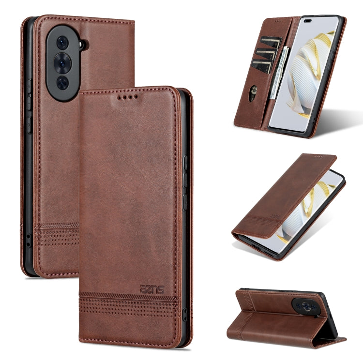 For Huawei nova 10 Pro AZNS Magnetic Calf Texture Flip Leather Phone Case(Dark Brown) - Huawei Cases by AZNS | Online Shopping South Africa | PMC TechLife | Buy Now Pay Later Mobicred