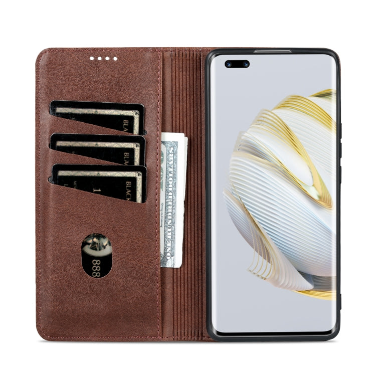 For Huawei nova 10 Pro AZNS Magnetic Calf Texture Flip Leather Phone Case(Dark Brown) - Huawei Cases by AZNS | Online Shopping South Africa | PMC TechLife | Buy Now Pay Later Mobicred