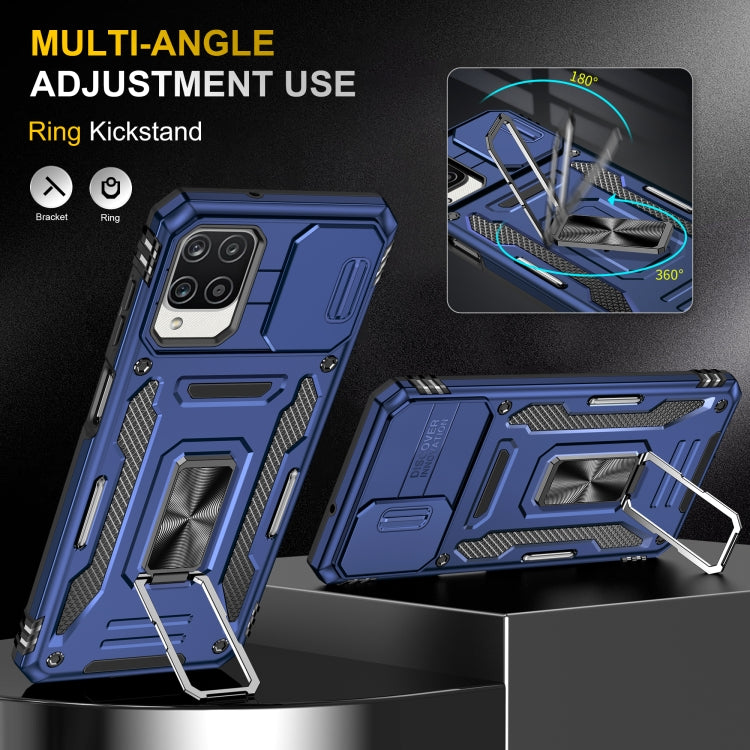 For Samsung Galaxy A12 5G/4G / M12 / F12 Armor PC + TPU Camera Shield Phone Case(Navy Blue) - Galaxy Phone Cases by PMC TechLife | Online Shopping South Africa | PMC TechLife